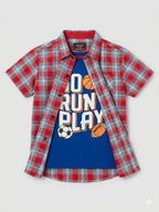 Go Run Play Multi Check Double Casual Shirt Boys ( R-460 )
