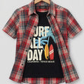 Surf All Day Multi Check Double Casual Shirt Boys ( R-93 )