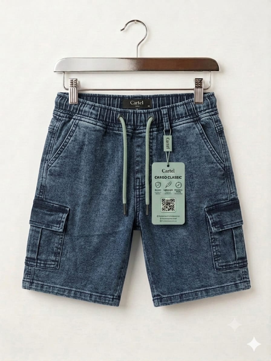 6 Pocket Washed Charcoal Grey Denim Shorts Boys