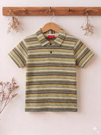Multi Line Striper Cream Collar T-Shirt Boys