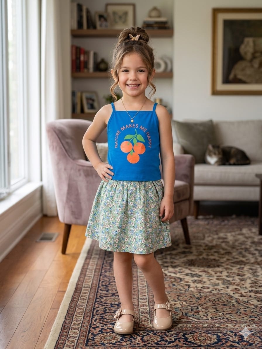 Me Happy Sky Skirt Suit Girls  ( R-379 )