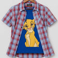 Simba Print Royal Blue Sky Red Check Double Casual Shirt Boys(R-387)