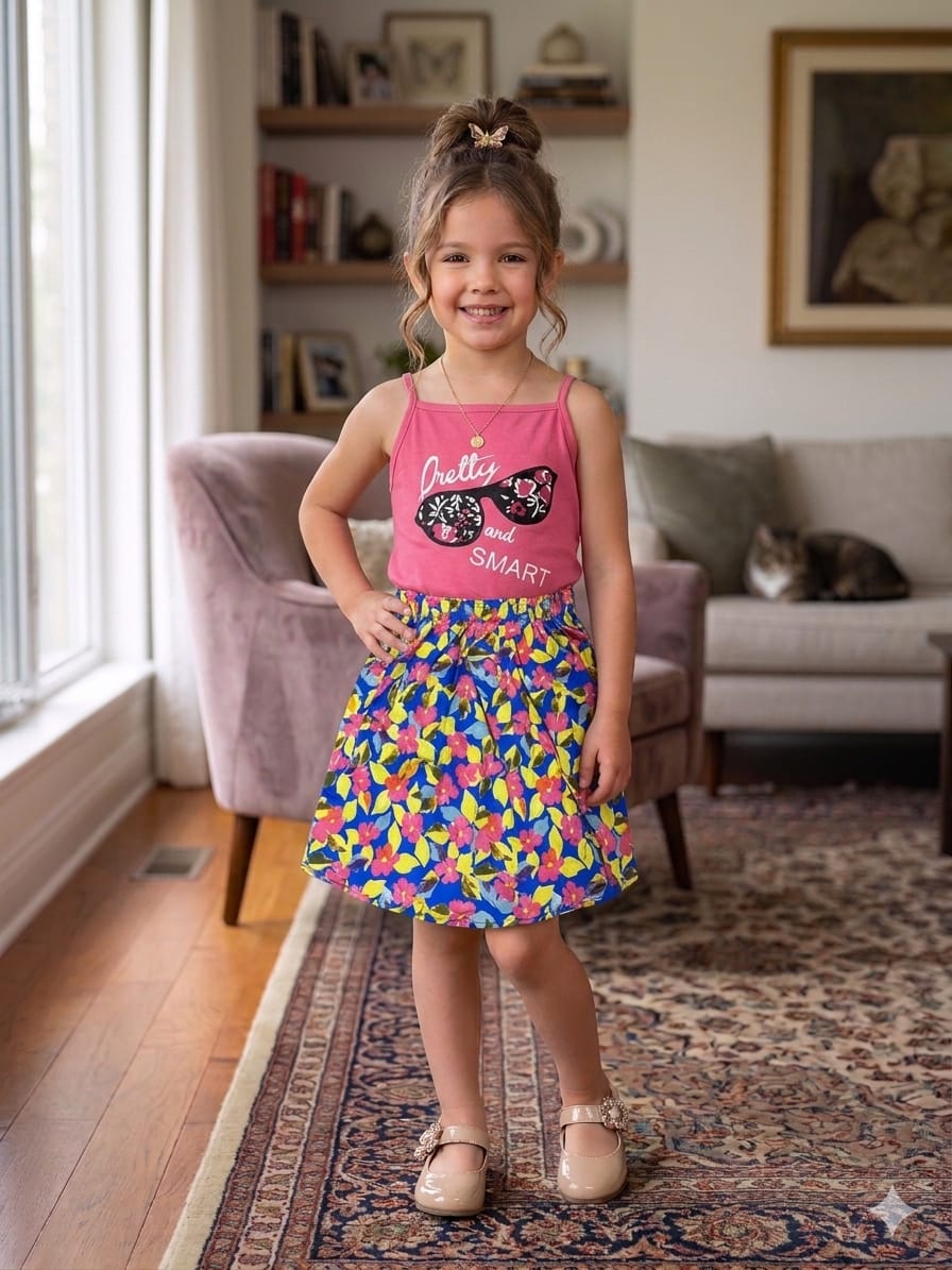Pretty & Smart Pink Skirt Suit Girls  ( R-379 )