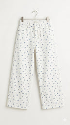 Blue Flower All Over Print Cotton Pant Girls
