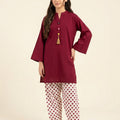 Simple Mahroon With Farshi Shalwar 2Pcs Suit Girls