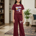 Feel Great Mahroon Baggy Trouser Shirt Girls ( R-464 )