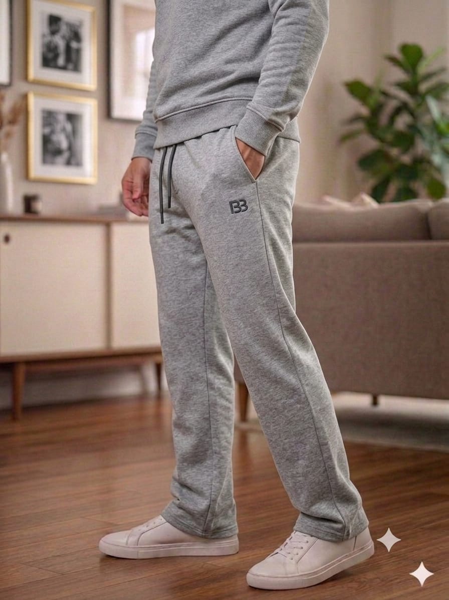 BB Logo Gray Baggy Trouser For Men's ( R-4