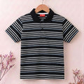 Black White Striper Black Collar T-Shirt Boys (R-389)