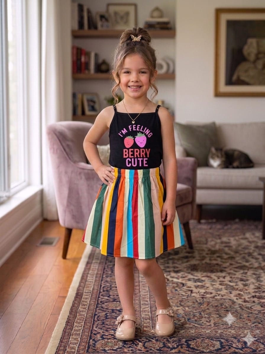 Cute Berry Black Skirt Suit Girls (R-522)