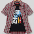 Surf All Day Gray Red Check Double Casual Shirt Boys ( R-362 )