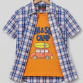 Sun Surf Orange Inner Blue Check Double Casual Shirt Boys ( R-362 )