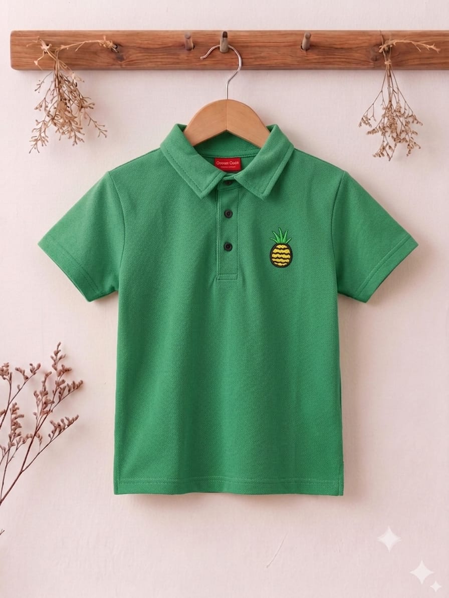 Pineapple Logo Green Collar Polo Boys