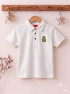 Pineapple Logo White Collar Polo Boys