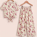 Dark Pink Flower Half Sleeve Peach Skate Fish-Girls (R-346,333)