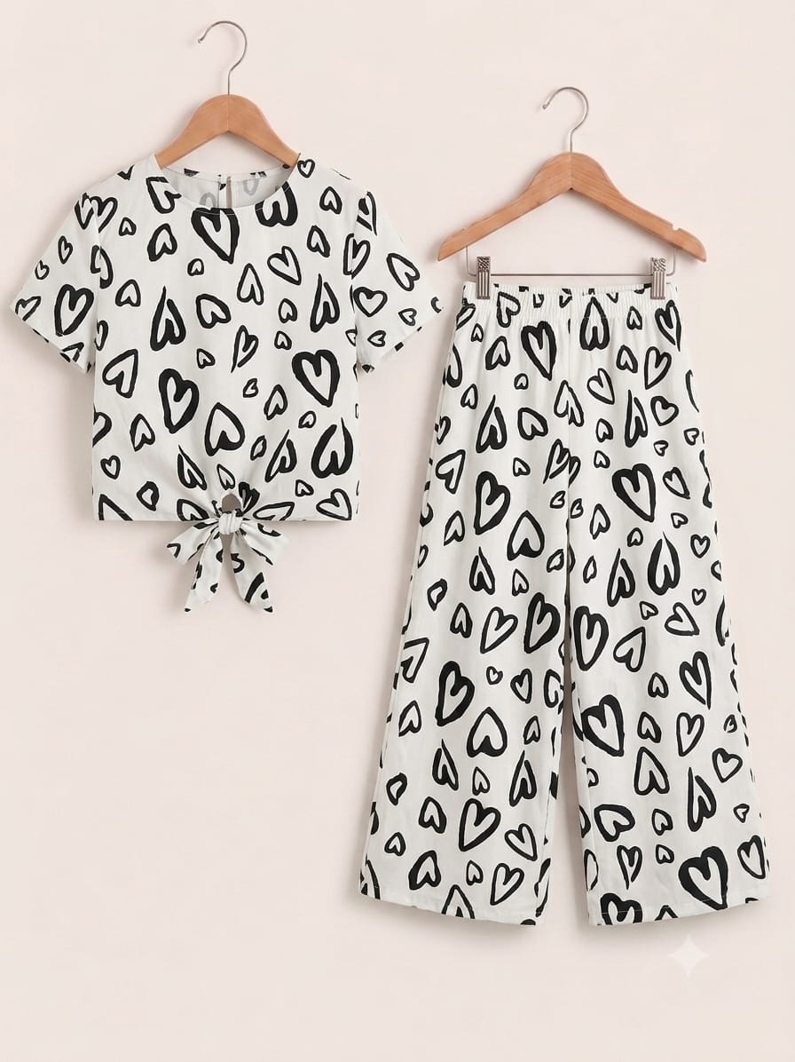 Heart  Shadow All Over Print  Half Sleeve White Skate Fish Girls (R-102)