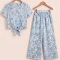 Sky Flower & Leaves Half Sleeve White Skate Fish- Girls (R-506)