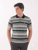 CharcoalStriper Oatemal Collar T-Shirt-Mens