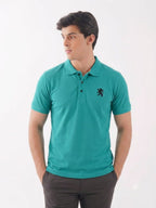 Horse Logo C-Green Collar Polo-Mens