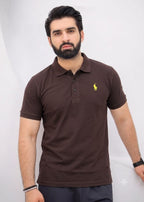 Ferrari Logo Chcalate Collar Polo-Mens