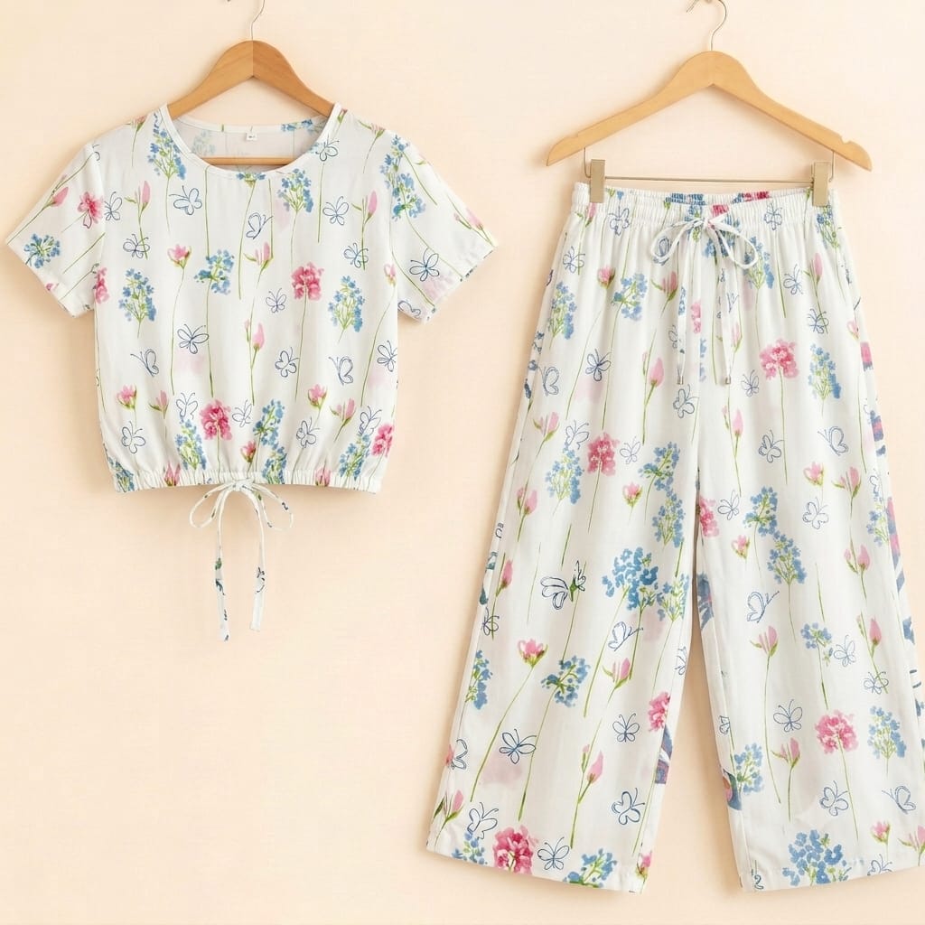Butterfly Print HS Off White Skate Fish- Girls (R-505)