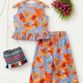 Orange Flower Sleeveless Grey Pairs( R-325 )
