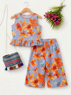 Orange Flower Sleeveless Grey Pairs