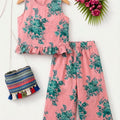 Rose Flower Sleeveless Pink Pairs Girls (R-268)