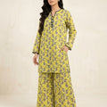 Gray Flower Yellow Two Pieces Suit- Women(373N)