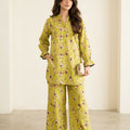 Brown Flower Print Yellow Two Pieces- Women