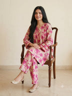 Pink Flower Skin Two Pieces Women