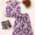 Purple Flower Sleeveless Selati Pairs Girls(R-268)