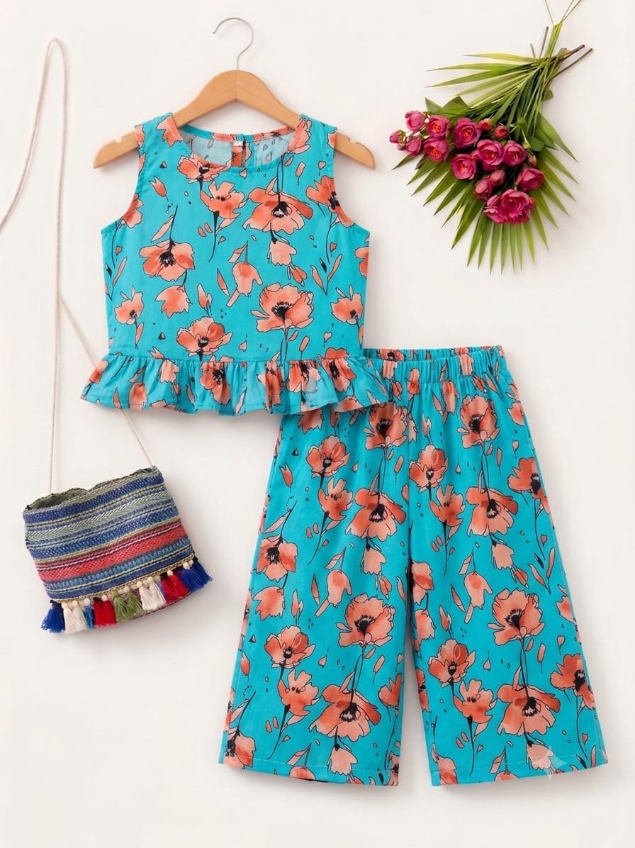 Carrot Flower Sleeveless Sky Pairs Girls (R-243)