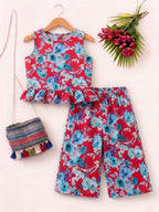 Sky Flower Sleeveless Red Pairs- Girls