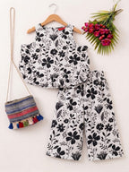 Black Flower Sleeveless White Pairs Girls