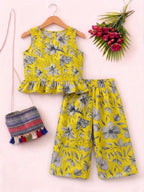 Gray Flower Sleeveless Yellow Pairs (R-277)