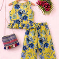 Blue Flower Sleeveless Yellow Pairs- Girls (R-198,325)