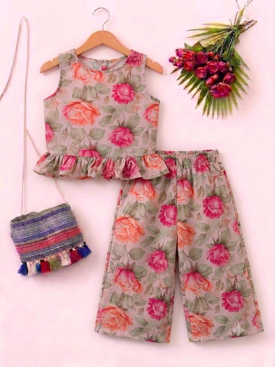 Pink Rose Sleeveless Peach Pairs- Girls (R-198)