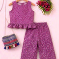 Dots Print Sleeveless Purple Pair- Girls (R-198)