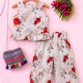 Red Flowers Print White Kurti- Pairs (R-137)