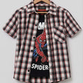 Spiderman Print Black Inner Double Casual Shirt Boys ( R-362 )
