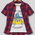 Everyday Print White inner Double Casual Shirt- Boys (R-413)
