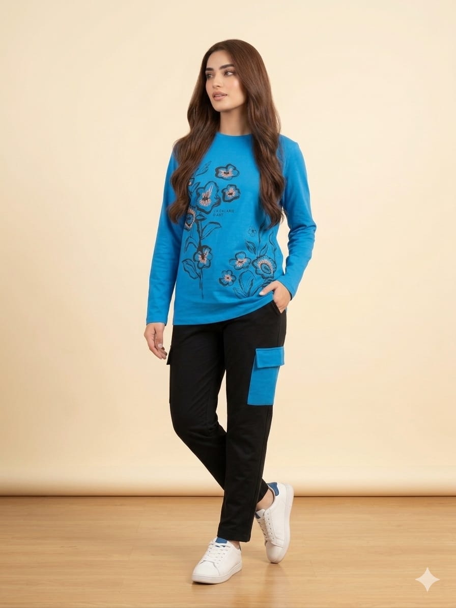 Galarie Royal Blue Trouser Shirt For Women's