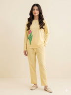 Tulip Flower Mustred Trouser Shirt For Women's
