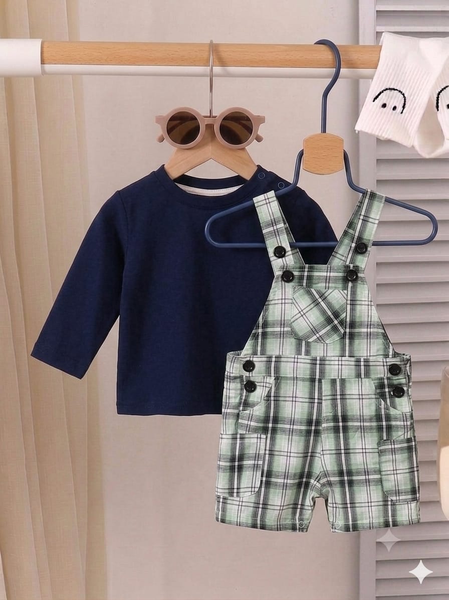 Rabbit Print Black Shirt & Pista Romper