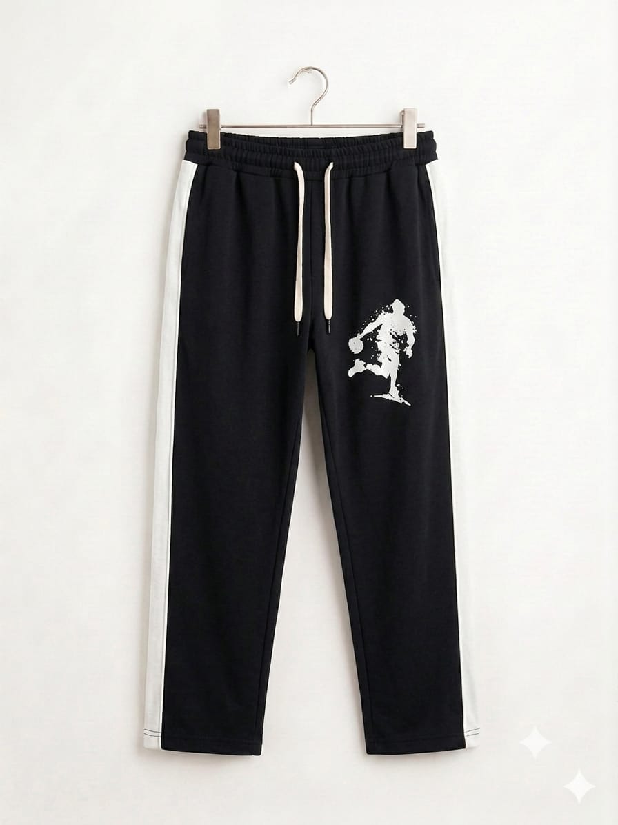 Baseball Print Black Trouser Boys