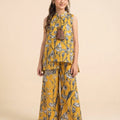 Gray Flower Yellow Angrakha Style Pairs Girls (R-209)