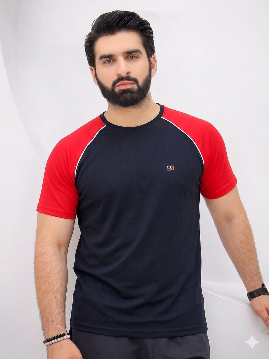 Red Arms Black Shirt For Mens