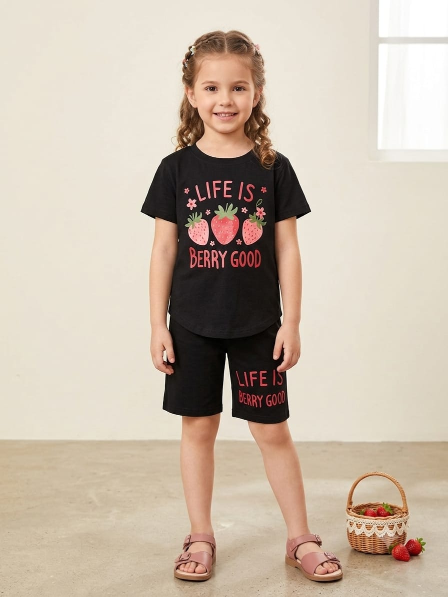Life is Berry Good Black Nicker- Suit- Girls