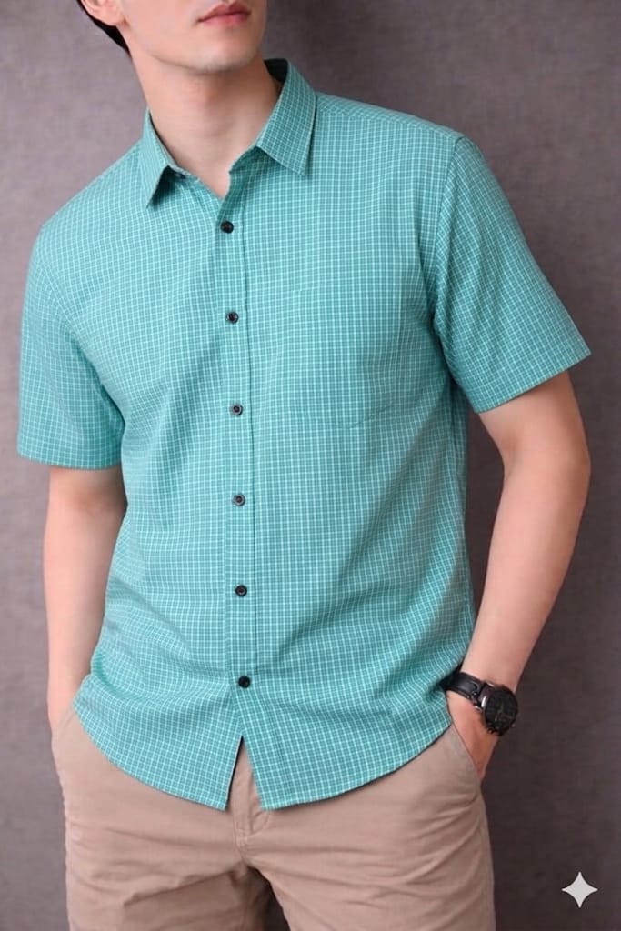 Ferozi Check Half Sleeve Casual Shirt Men's