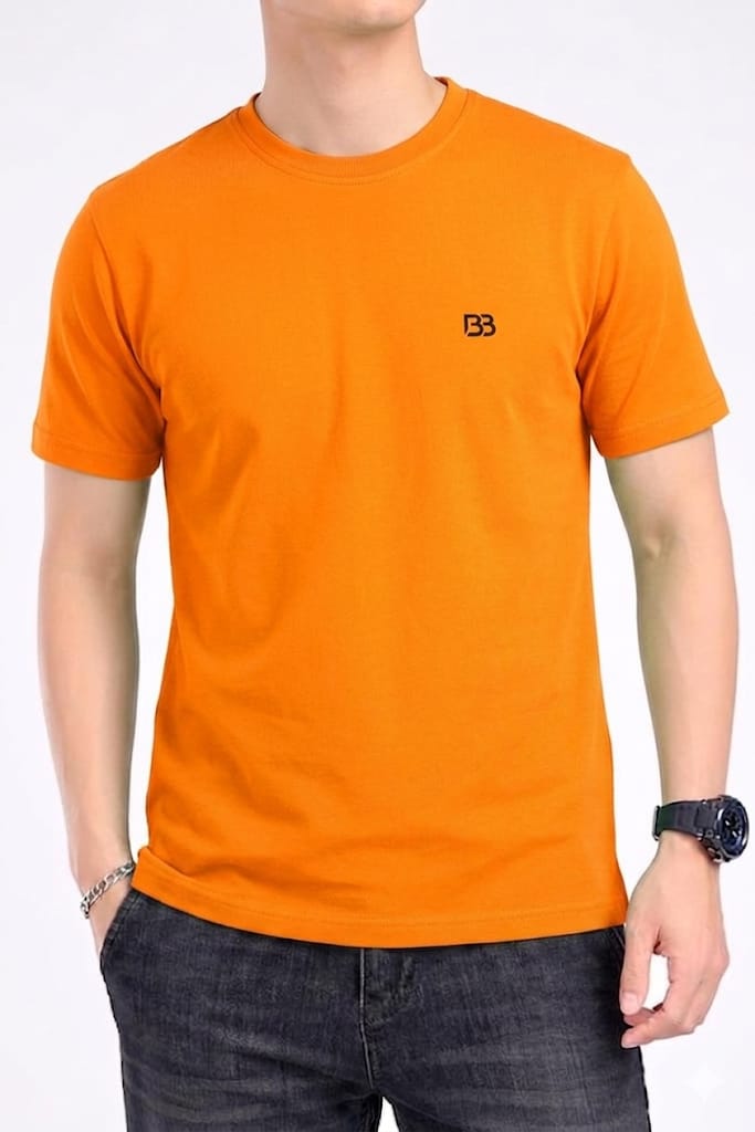 Simple Orange T-Shirt Men's ( R-404 )
